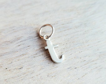 Letter T Lowercase Cutout Sterling Silver Charm, Add to Necklace or Bracelet, Serif Font Initial Charm, E. Ria Designs