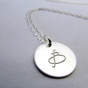 Silver Initial Necklace, Sterling Silver (.925) Letter Jewelry, Script, Uppercase, LYLA by E. Ria Designs
