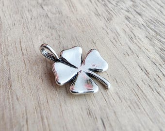 Silver Four Leaf Clover Charm, .925 Sterling Pendant, St. Patrick's Day Gift, Irish Jewelry, Lucky Charm