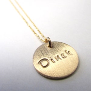Gold Name Necklace | Custom Name Necklace | Gold Name Charm | Gold Filled Charm Necklace | Hand Stamped Personalized by E. Ria Designs