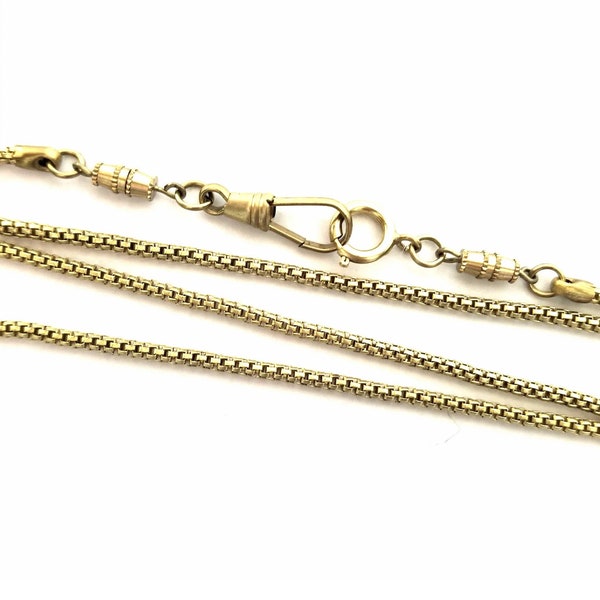 Vintage Brass Watch Fob Style Chain, Men's Necklace, Large Spring Ring, Lobster Clasp, Twist Barrel, 2.25 mm, Unisex, Antiqued Yellow Brass