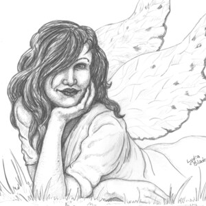 Original Fairy Pencil Drawing, Fairy in Grass, Peaceful, Illustration, Bedroom, Living Room, Children, Adults, Black and White