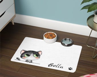 Tapete de tigela de gato personalizado Jogo americano para animais de estimação Tapete de comida de gato Presente para amantes de gatos Presente personalizado para gatos Presente para amantes de gatos Jogo americano de gato personalizado Tapete de tigela de comida de gato Presente