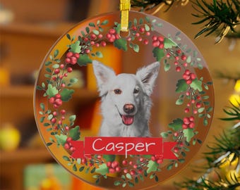 Custom Pet Portrait Ornament: Dog Remembrance Gift