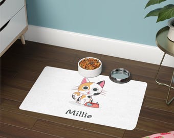 Tapete personalizado para comida de gato: jogo americano antiderrapante para animais de estimação