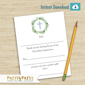 Religieuze kaarten, Kids eerste heilige communie briefpapier, Boy Bedankkaarten, Instant Download, Kids Fill-In Bedankkaart, DIY AFDRUKBAAR