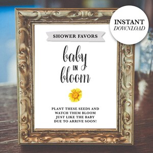 Seed Packet Favors Baby Shower, Baby in Bloom Favor Sign, Seed Packet Favor Sign, Baby Shower Sign, Printable Favor Sign, Baby in Bloom