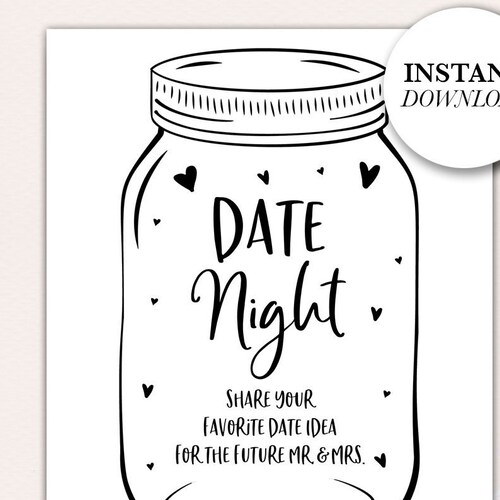 Date Night Jar Date Jar Sign &amp; Cards Date Night Idea Card - Etsy