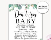Woodland Don't Say Baby Game, Printable Shower Sign (Instant Download)