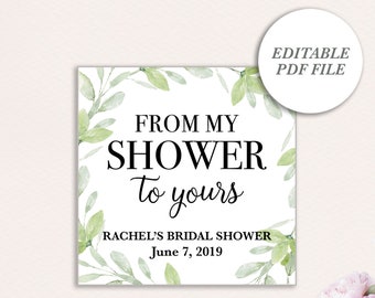 From My Shower to Yours Tags, From my Shower to Yours Favor Tags, Baby Shower Soap Tags, Bridal Shower Soap Tags, Printable Shower Tags, PDF