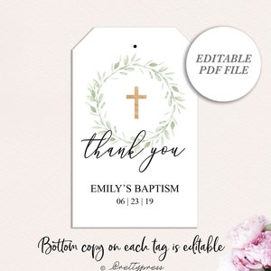 Baptism Favor Tags, Printable Baptism Tags, Editable Favor Tags, Mi Bautizo, Mi Baptismo, Christening Favor Tags, Mi Bautizo Tags