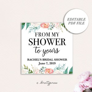 From My Shower to Yours Tags Printable, From my Shower to Yours Favor Tags, Baby Shower Soap Tags, Shower Soap Tags, Printable Shower Tags