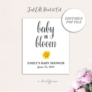 Baby in Bloom Seed Packet Tags, Baby in Bloom Tag Template, EDITABLE favor tags, Plant Stake, Baby Shower Seed Packet Favors, Baby Shower