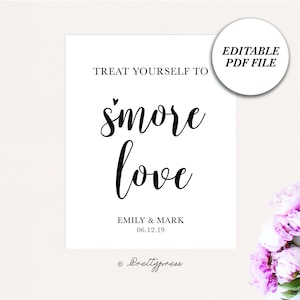 S&#39;mores sign, S&#39;more Love Printable Sign, Instant Download Wedding Sign, S&#39;more Favor, 8x10 Sign, Smore Love, S&#39;more bar, Wedding Favor Idea