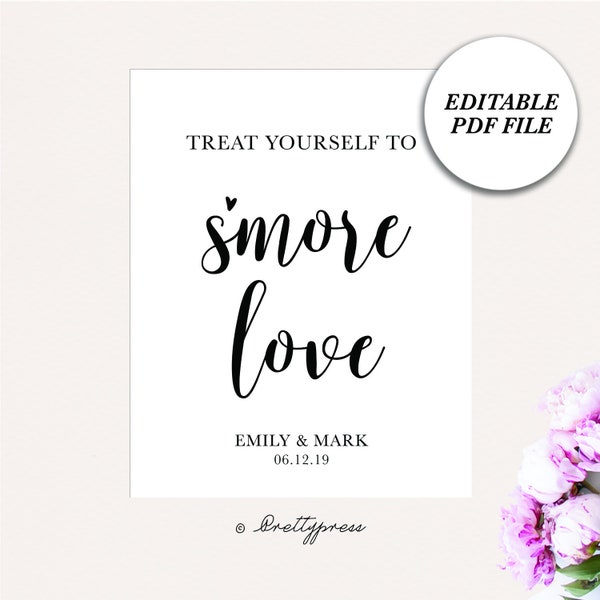 S'mores sign, S'more Love Printable Sign, Instant Download Wedding Sign, S'more Favor, 8x10 Sign, Smore Love, S'more bar, Wedding Favor Idea