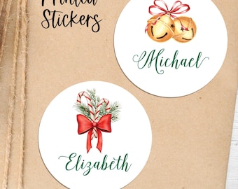 Christmas Name Stickers, Christmas gift stickers, Christmas Name Labels, Gift Wrap Tags, Custom Holiday Sticker Sheet, Printed Name Labels