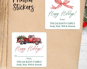 Custom Christmas Gift Stickers, Printed Labels for Holiday Gifts, Festive Family Name Gift Stickers, Printed Holiday Labels