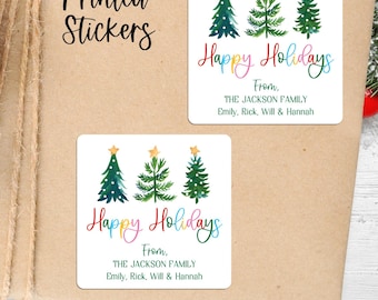 Custom Christmas Gift Stickers, Printed Labels for Holiday Gifts, Festive Family Name Gift Stickers, Printed Holiday Labels