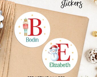 Custom Christmas Name Stickers, Kids Gift Labels