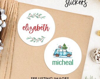 Christmas Name Stickers, Christmas gift stickers, Christmas Name Labels, Gift Wrap Tags, Custom Christmas Sticker Sheet, Printed Name Labels