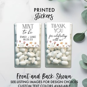 Floral Wedding Favors, Mint to Be Tic Tac Stickers, Wedding Favor Sticker, Tic Tac Labels, Bridal Shower Favor, Custom Stickers, LABELS ONLY