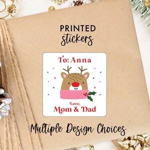 Personalized Christmas Stickers, Reindeer Sticker, Christmas Stickers for Kids, Holiday Gift Stickers, Kids Gift Labels, Personalized Labels