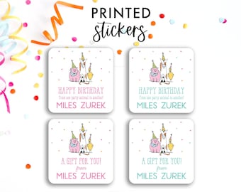 KIDS GIFT STICKERS, Gift Tags, Birthday Stickers, Personalized Labels, Personalized Gift Stickers, Party Animals, Eco Friendly Soy Printing