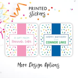 Gift Stickers Personalized, Girl Gift Stickers, Printed Birthday Stickers, Personalized Labels, Confetti Stickers, Printed Stickers