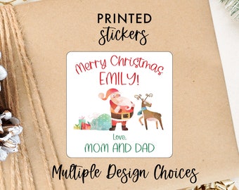 Personalized Christmas Gift Stickers, Santa Design, Holiday Labels