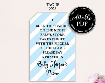 Editable Baby Shower Candle Favor Tags (PDF)