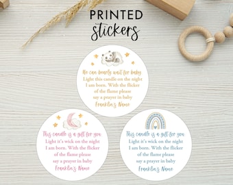 Personalized Baby Shower Candle Stickers, Printed Baby Shower Favor Labels, Gender Neutral, Baby Girl, Baby Boy