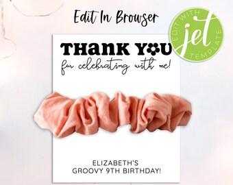 Support de chouchou de fête d'anniversaire, étiquette de faveur groovy (imprimable)