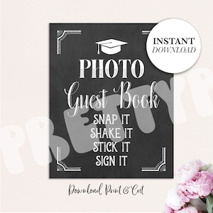Graduation Photo Guest Book, Graduation Guest Book Sign, Printable Graduation Decorations, Graduation Decor, Chalkboard Party Sign, 2021