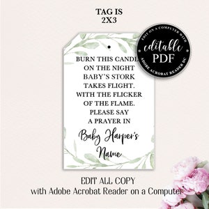 Baby-Dusche-Kerze-Bevorzugung-Tags, Baby-Dusche-Tag, druckbare Baby-Dusche-Bevorzugungs-Tags, Teelicht-Baby-Dusche-Tag, Kerzen-Tags, Teelicht-Tags