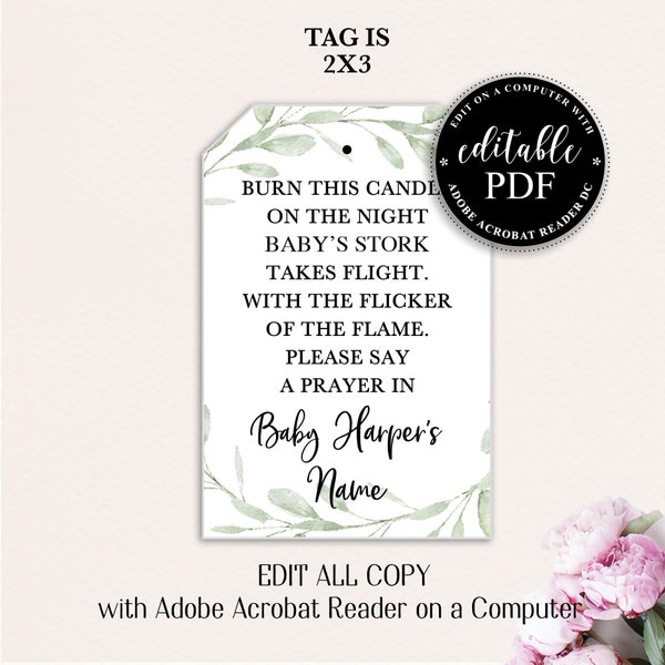 Baby Shower Candle Favor Tags, Baby Shower Tag, Printable Baby Shower Favor Tags, Tea Light Baby Shower Tag, Candle Tags, Tea Light Tags