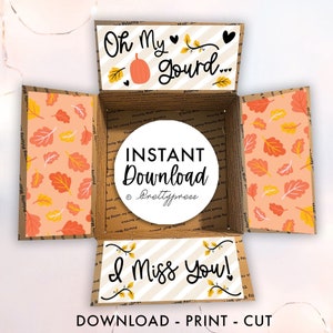 Care Package Printable, College Care Package Instant Download, Oh My Gourd I miss You, Fall College Care Package, Care Package Box Printable