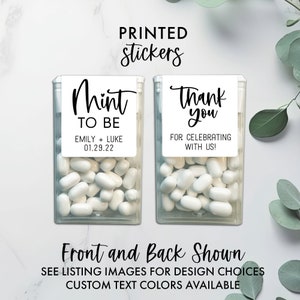 Mint to Be Tic Tac Stickers, Modern Wedding Favor Sticker, Tic Tac Labels, Bridal Shower Favor, Tic Tac Favor Stickers - LABELS ONLY