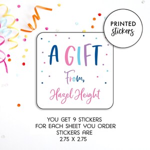 Birthday Stickers Personalized, Girls Custom Gift Stickers, Kids Birthday Stickers, Custom Labels, Confetti Stickers, Printed Stickers