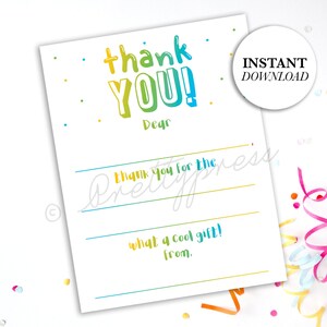 Bedankkaarten voor kinderen, bedankkaarten verjaardag, direct downloaden, Afdrukbare bedankbriefjes, DIY-AFDRUKBARE, invulbare bedankkaarten