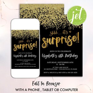 surprise birthday invitation, surprise birthday invitation digital, surprise birthday invitation template, surprise birthday invite