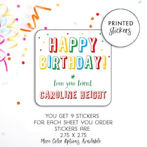 Personalized Kids Party Stickers, Gift Tags, Birthday Stickers, Personalized Labels, Custom Gift Stickers, Rainbow Sticker, Printed Stickers