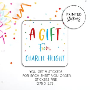 Kids Rainbow Gift Stickers, Gift Tags, Birthday Stickers, Personalized Labels, Personalized Gift Stickers, Rainbow Sticker, Printed Stickers