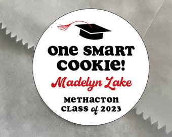 Graduation Party Stickers, One Smart Cookie, Custom Favor Labels