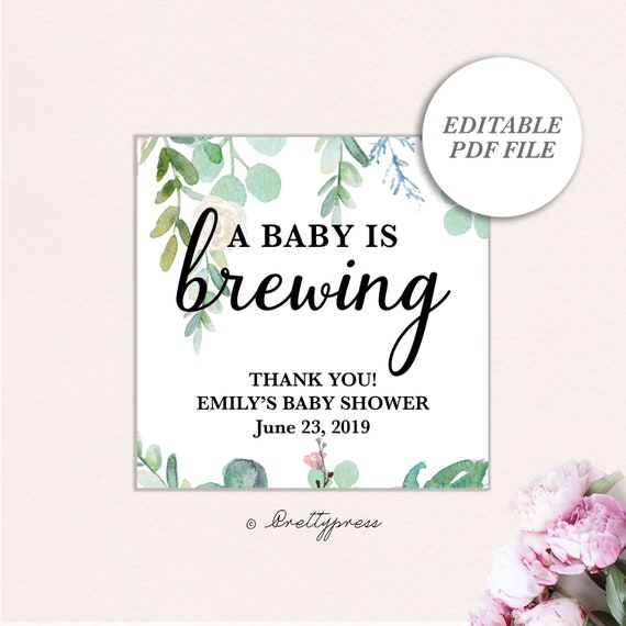 baby is brewing baby is brewing tea tag template editable favor tags tea party favor tea favor tag baby shower favor tea tea tags template