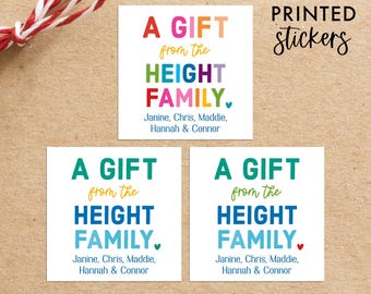 Personalized Family Gift Stickers, Custom Name Stickers, Printed Labels 2x2 square