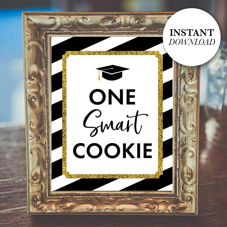 one-smart-cookie-sign-printable-graduation-sign-instant-etsy