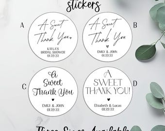 Personalized Wedding Favor Stickers, A Sweet Thank You Labels