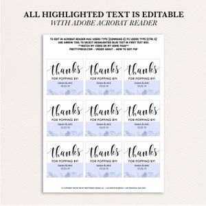 Popcorn Favor Tags Wedding, Printable Shower Tags, Printable Favor Tags ...