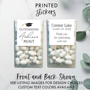Graduation Party Favors, Outstanding Achieve Mint, Graduation Mint Favor Stickers, Stickers, Personalized Graduation Labels, Candy Favor