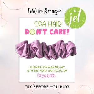 Carte imprimable cheveux spa, je m'en fous, modèle de carte chouchou fête d'anniversaire spa, support chouchou imprimable, cadeau d'anniversaire filles imprimable